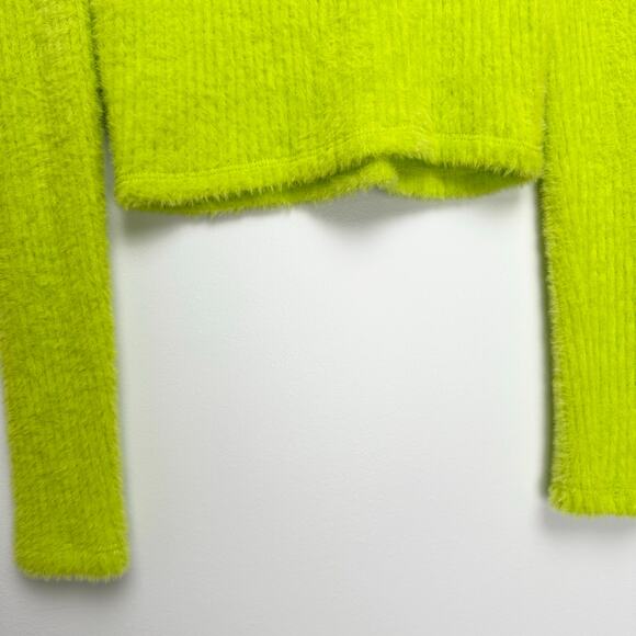 NWT Anthropologie Mock Neck Fuzzy Sweater | Lime Green| SZ M - Picture 5 of 13